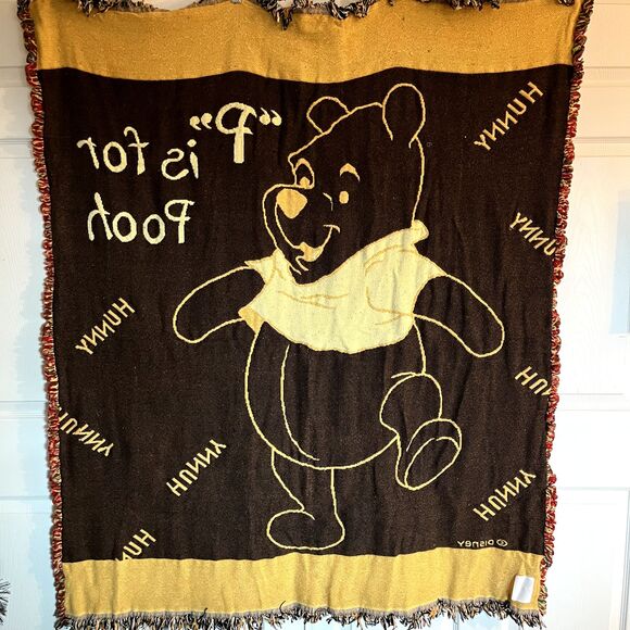 VTG Disney Winnie the Pooh Tapestry Throw Blanket Beacon Made in the  USA - Picture 9 of 10